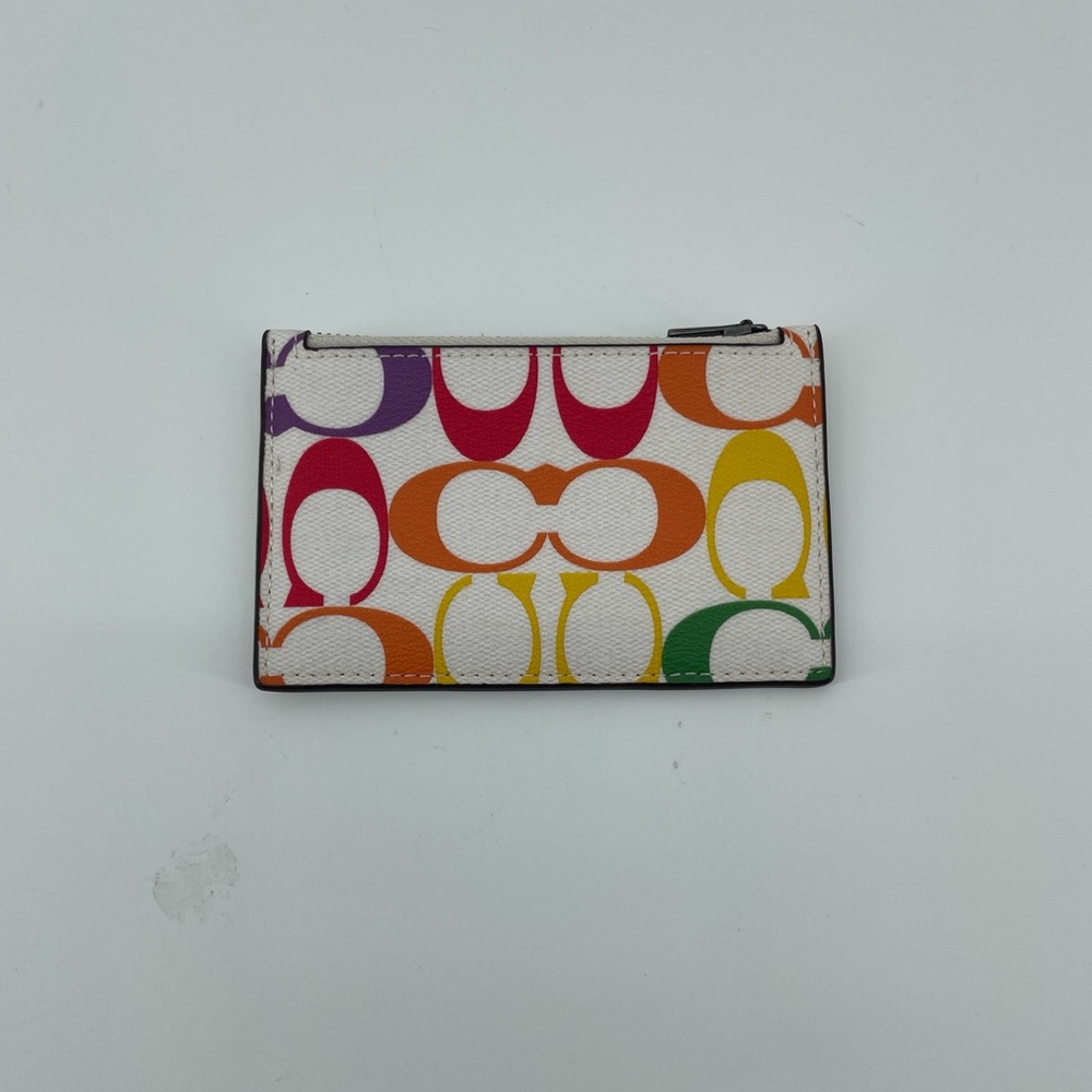 Coach C9862 Zip Card Case in Rainbow Signature G4